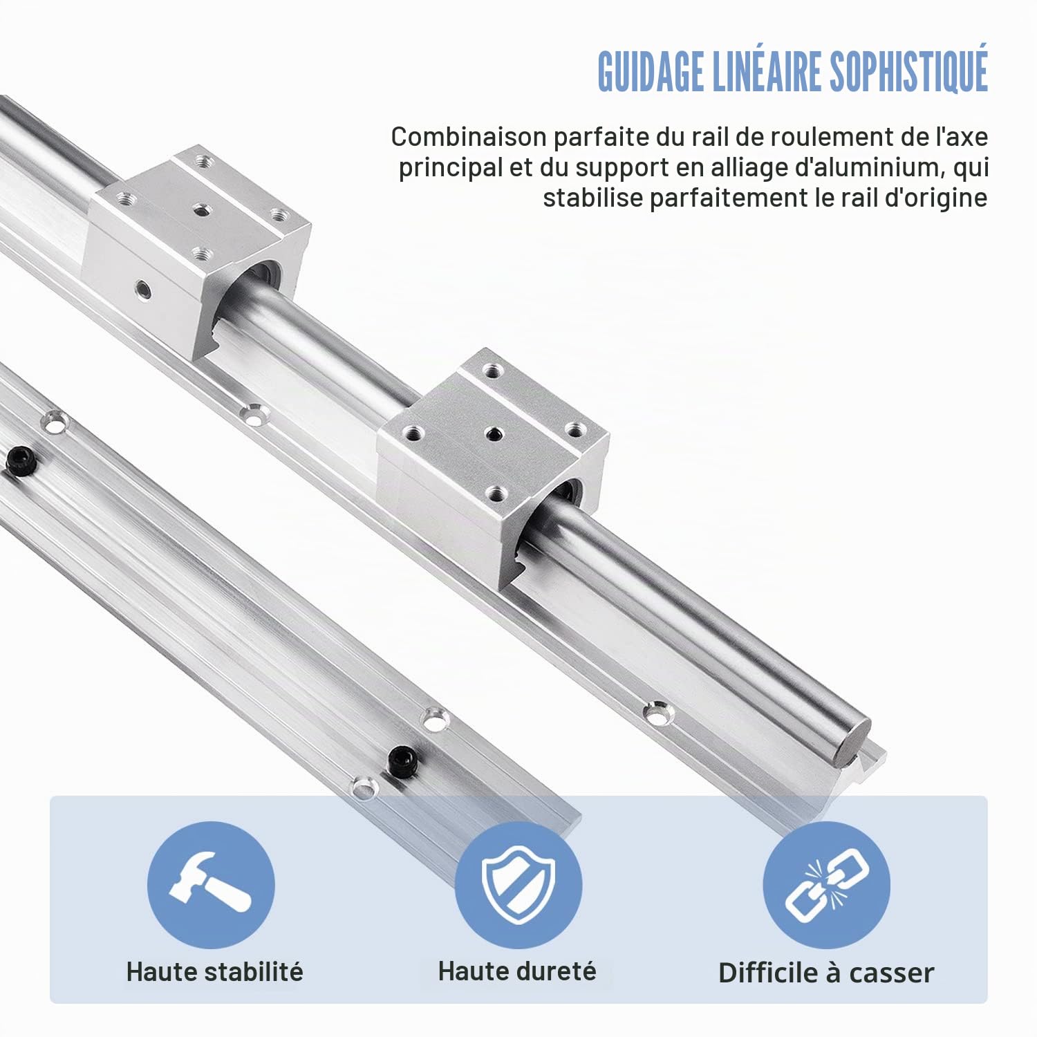 CNCMANS Lot de 2 rails de guidage linéaires SBR12-1500 mm - En acier inoxydable - Avec 4 blocs coulissants SBR12UU - Pièces CNC pour appareils automatisés (SBR12-1500 mm)