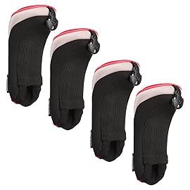 Golf Hybrid Club Head Covers Set of 4 with Interchangeable No. Tag UT Cover (Red)