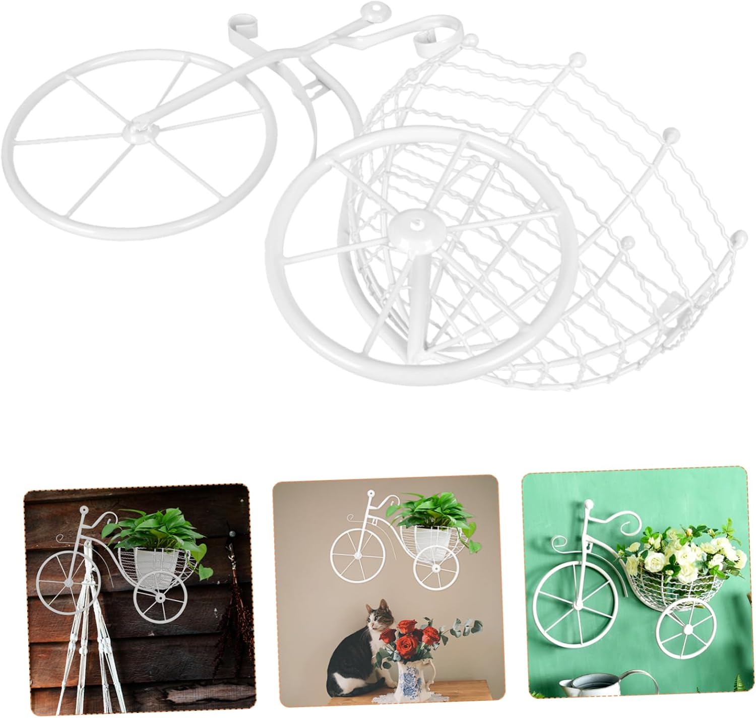 1pc Wall Mounted Bike Planter Basket Decorative Flower Holder for Use for Balcony Garden and Home Decor Easy Installation Stylish Design