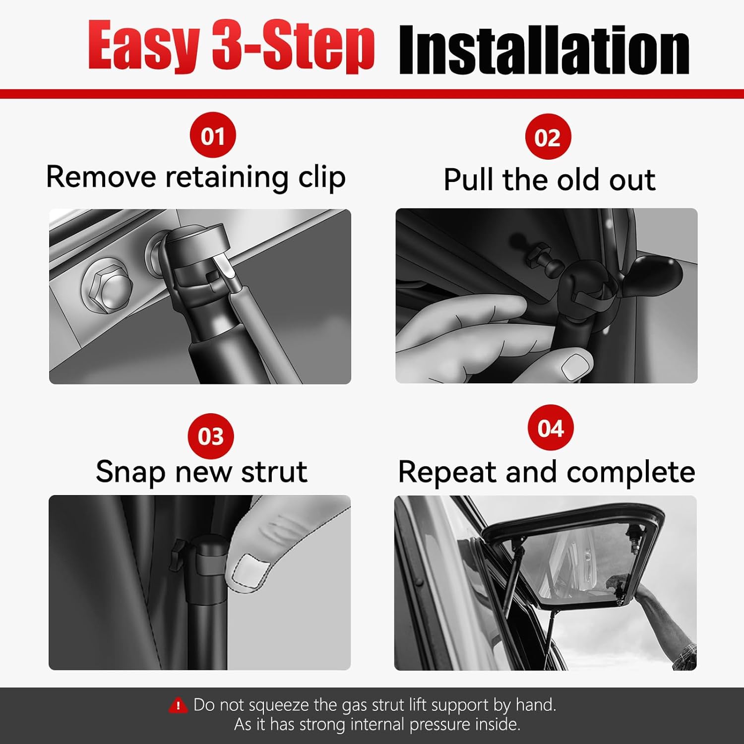 IAQWE C16-20651 19 inch 40Lbs Gas Struts for Leer/A.R.E/Snugtop Truck Cap Window, Replacement Shocks for Pickup Canopy Topper Camper Shell Rear/Side Window Tool Box Lid, 19" Gas Lift Springs, 2 PCS