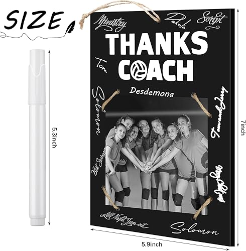 Miniatura 10 de Chunful Coach Gifts - Marco de fotos de madera con bolígrafo para fútbol, baloncesto, voleibol, cumpleaños, graduación, hogar, oficina, decoración