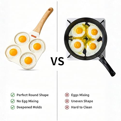 Miniatura 2 de Sartén antiadherente de 4 agujeros de granito Tortilla y mini sartén para panqueques Sartén para huevos de desayuno de 4 tazas para inducción y