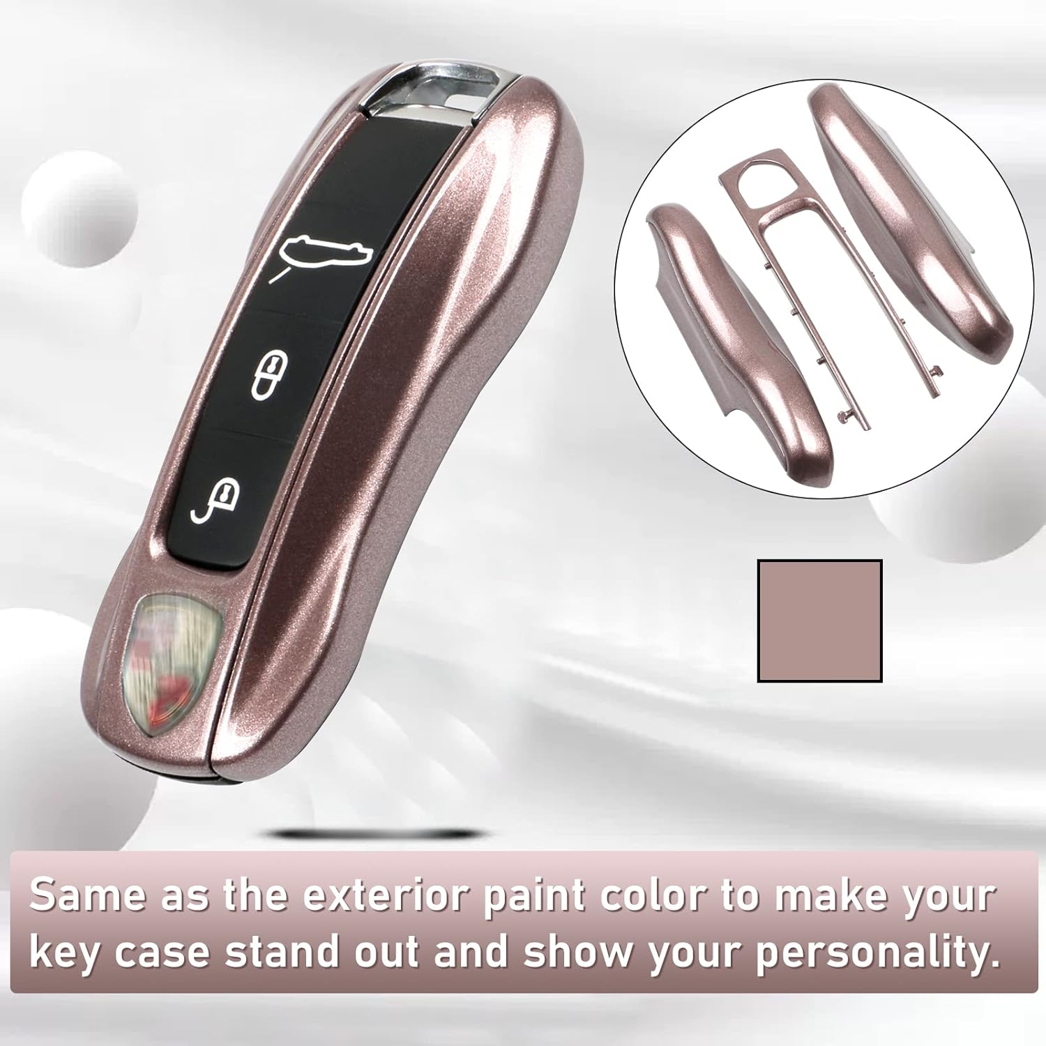 Jaronx Compatible with Porsche Key Fob Cover, Compatible with Porsche Cayenne Panamera Key Cover 2018-2024, Carrera Taycan Accessories 2020-2024 (Frozen Berry Metallic-New) - Image 2