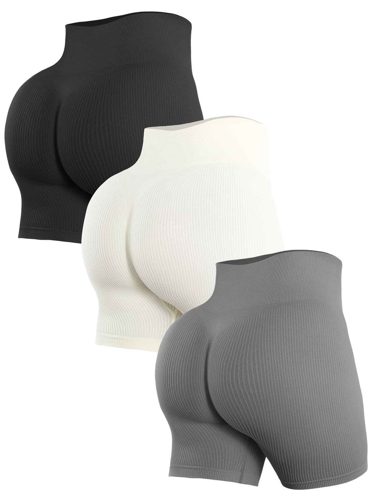 SPICE UNION 3 Piece Womens Workout Shorts Spandex High Waist Butt Lifting Shorts Biker Gym Booty Short