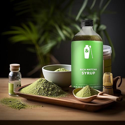 Miniatura 5 de Shaker & Spoon Jarabe de cóctel Matcha, 16 onzas, jarabe de té verde matcha con sabor en polvo para bebidas, jarabe de café, té matcha, matcha