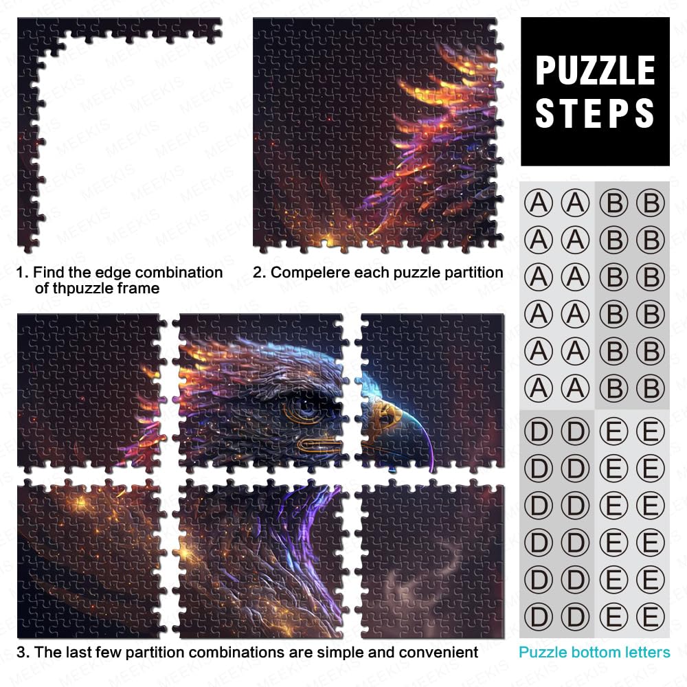 HUADADA Puzzle 1000 Pezzi Per Adulti - Aquila Colorata - Dimensioni 70x50 Cm - Carta Grigia Di Qualità