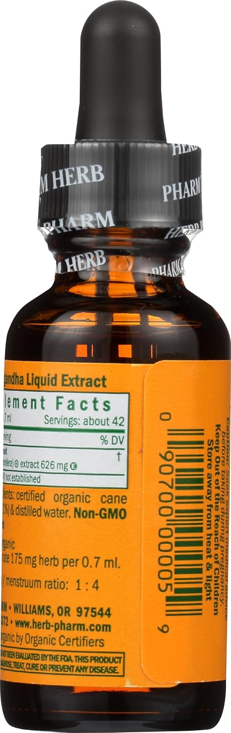 Herb Pharm Certified Organic Ashwagandha Extract for Energy and Vitality, Grain, Organic Cane Alcohol, 1 Ounce - Image 4