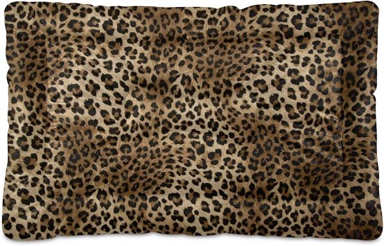 Blueangle Vintage Leopard Print Dog Bed Cat Bed, Rectangle Comfortable Pet Bed, Ultra Soft Calming Dog Bed for Small Medium Large Dogs, 18" x 24"