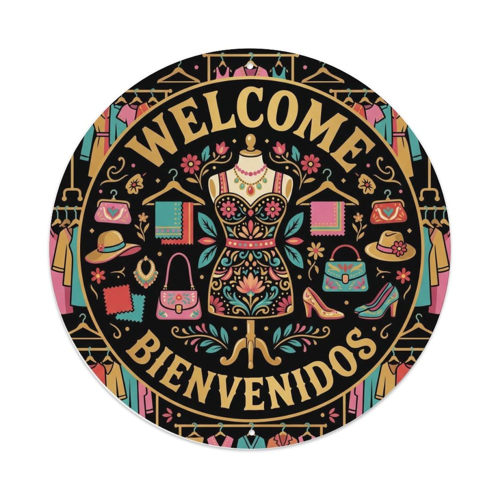 Mexican Fiesta Welcome Boutique Hanging Metal Sign