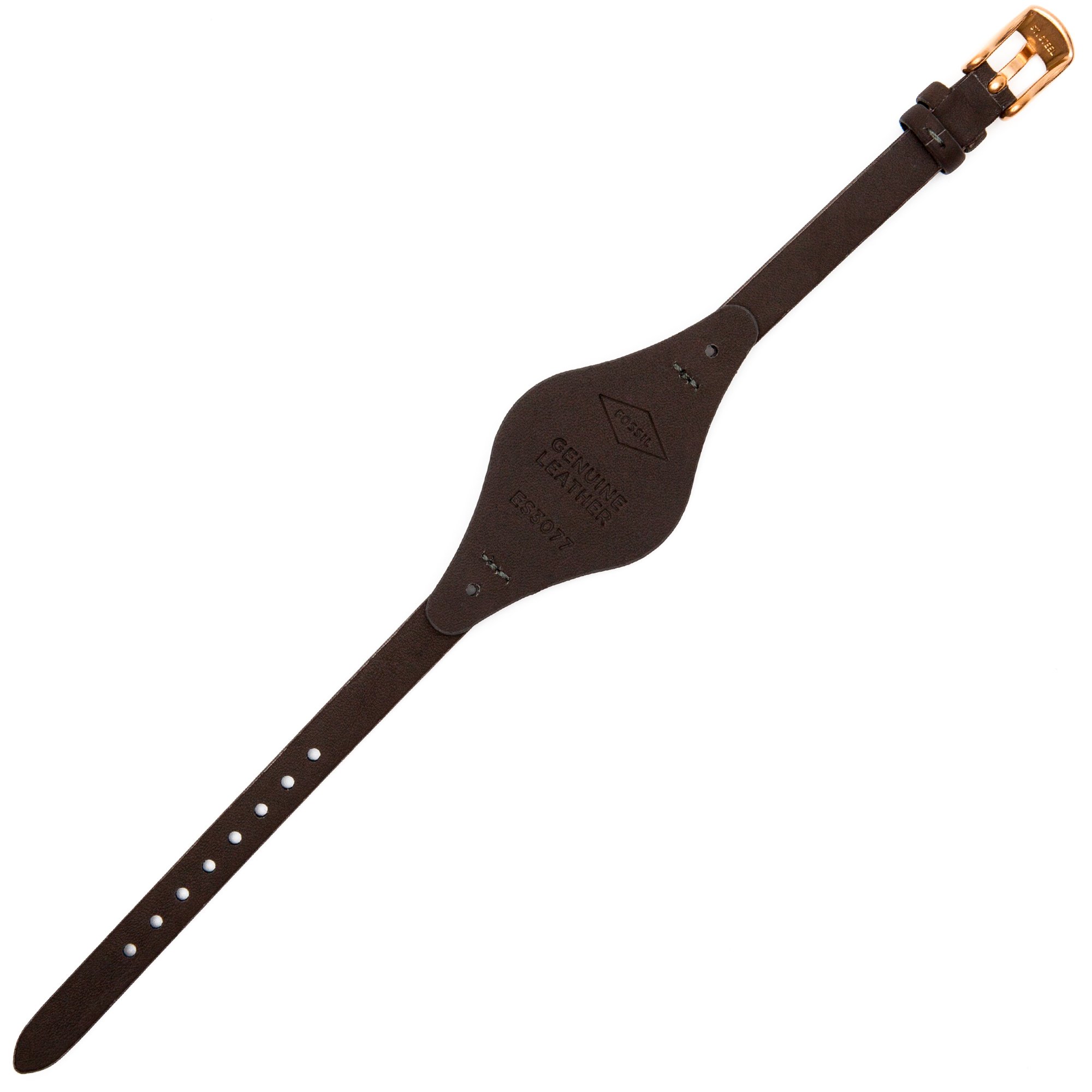 Fossil ES-3077 Bracelet de montre en cuir lisse Marron 8 mm