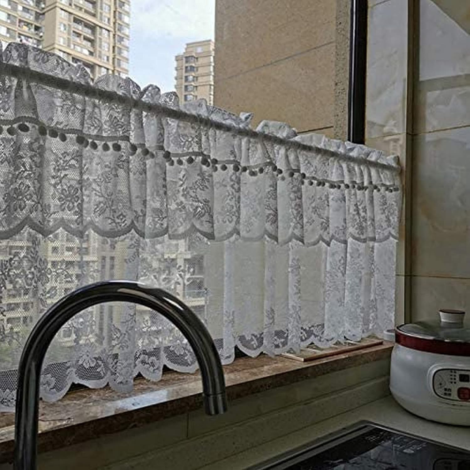 Short Curtains, Blackout Curtains, Curtain Short Curtains 1pcs Half Kitchen Curtains Cafe Curtains,Lace Tulle Window Small Curtain,Short Curtain Home Decoration for Bedroom Windows Curtain (W:300*H: