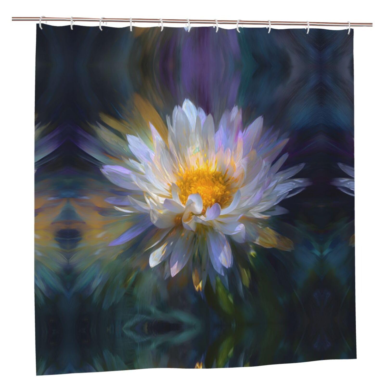 Rideau de douche imperméable imprimé marguerites 183x183 cm avec 12 crochets