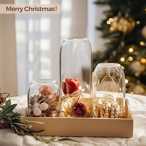 Miniatura 6 de ComSaf Juego de 3 jarrones de flores pequeños, jarrones de cristal a granel, jarrones transparentes para flor, centro de mesa de decoración del