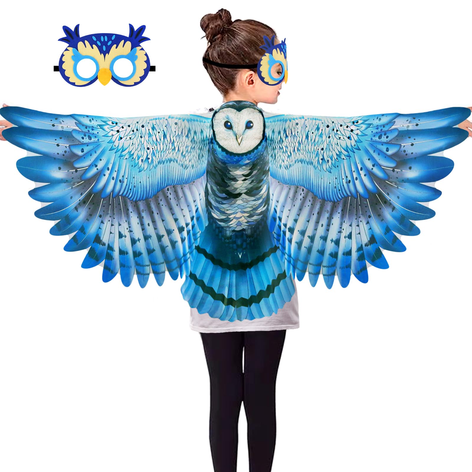 Owl-Wings Bird-Costume for Kids 3D Bird Mask as Toddlers Dress-up Costumes as Boys Girls Jungle Party Toys Gifts