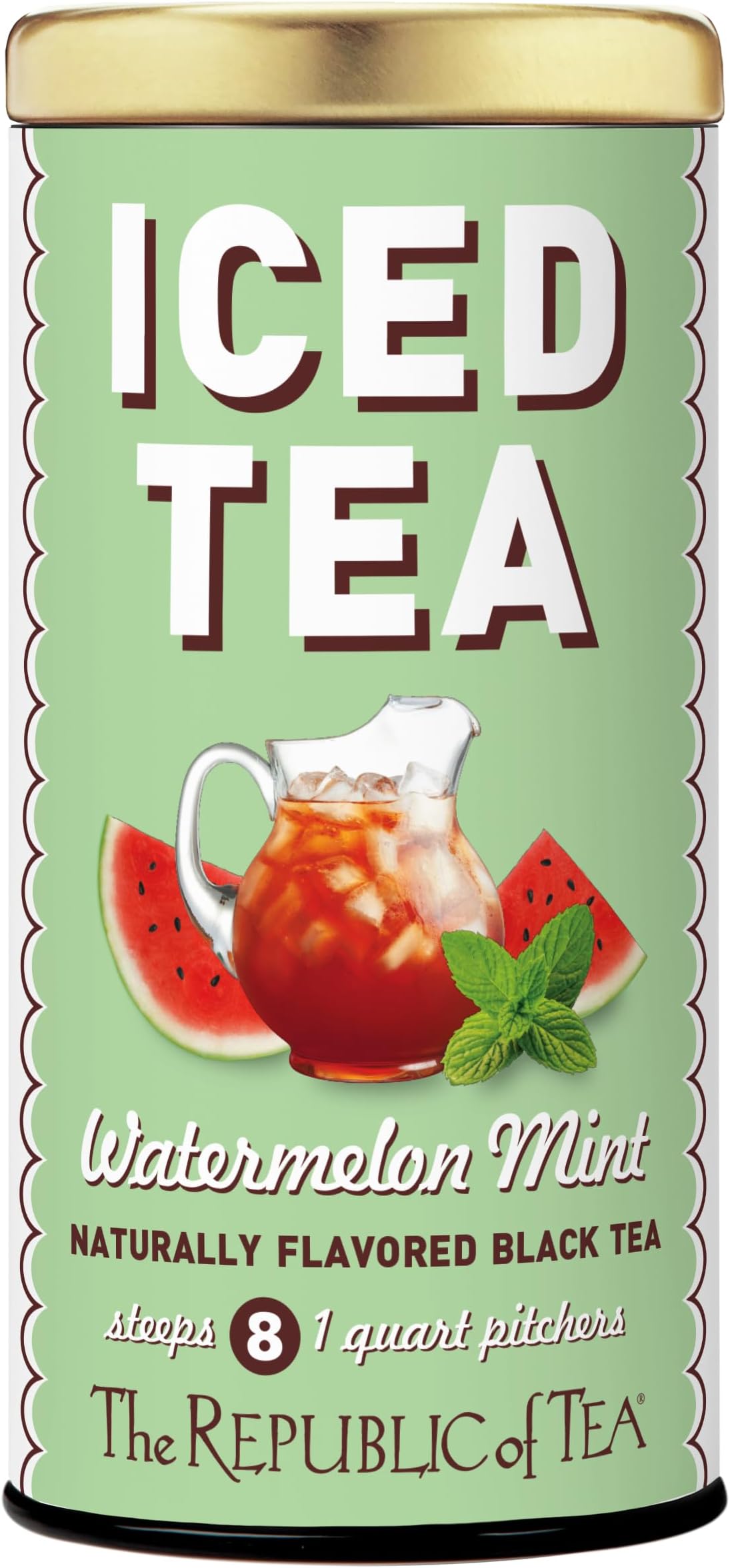 The Republic Of Tea Watermelon Mint Black Large Iced Tea Pouches - 8 Pouches / 8 Quart Pitchers
