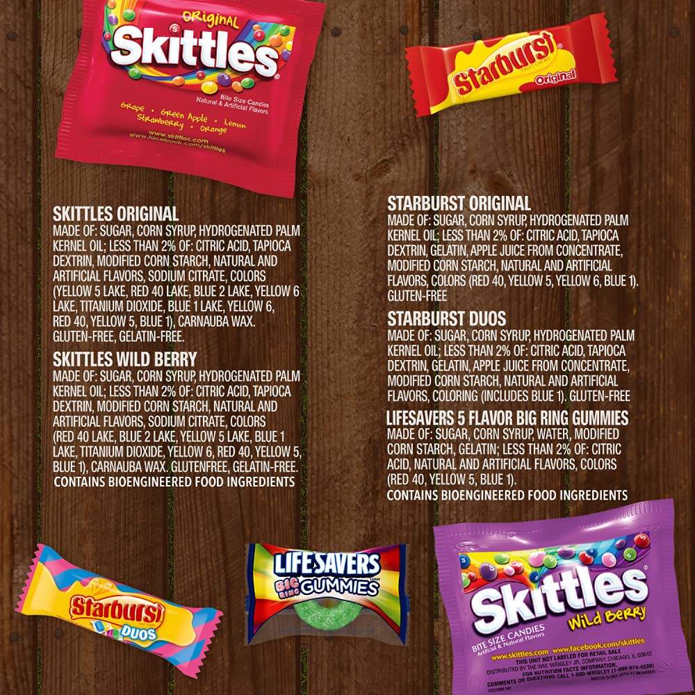 LIFE SAVERS Gummies, STARBURST Duos and Original & SKITTLES Wild Berry and Original Fun Size Chewy Bulk Candy Assortment, 97.68 oz Bag