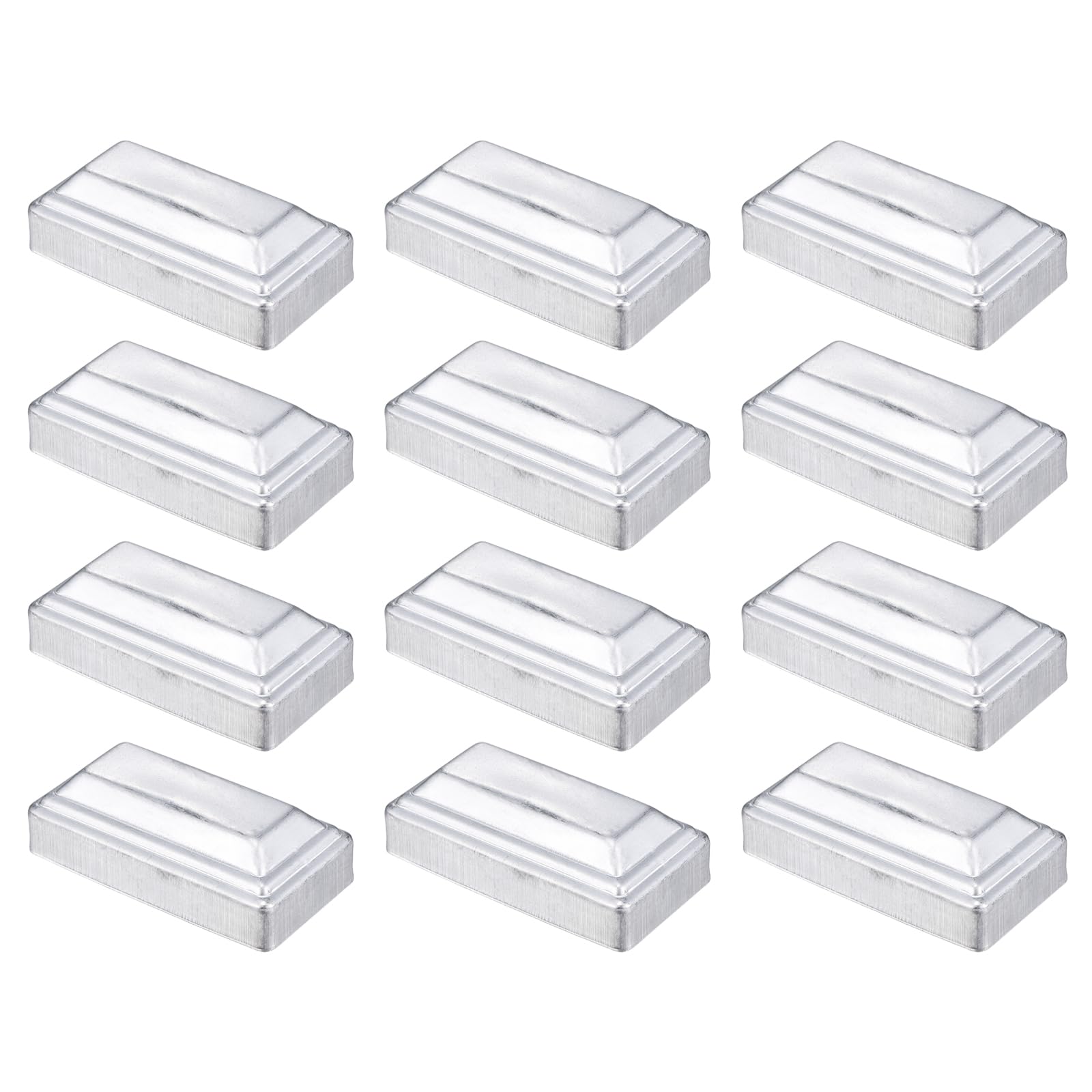 sourcing map 12Pcs Fence Post Cap Fit 3.2" x 1.6" OD Pipe, Galvanized Steel Deck Post Cover Square Decking Caps for Mailbox Outdoor Chain Link Wood/Metal Fence Deck Railing, Silver