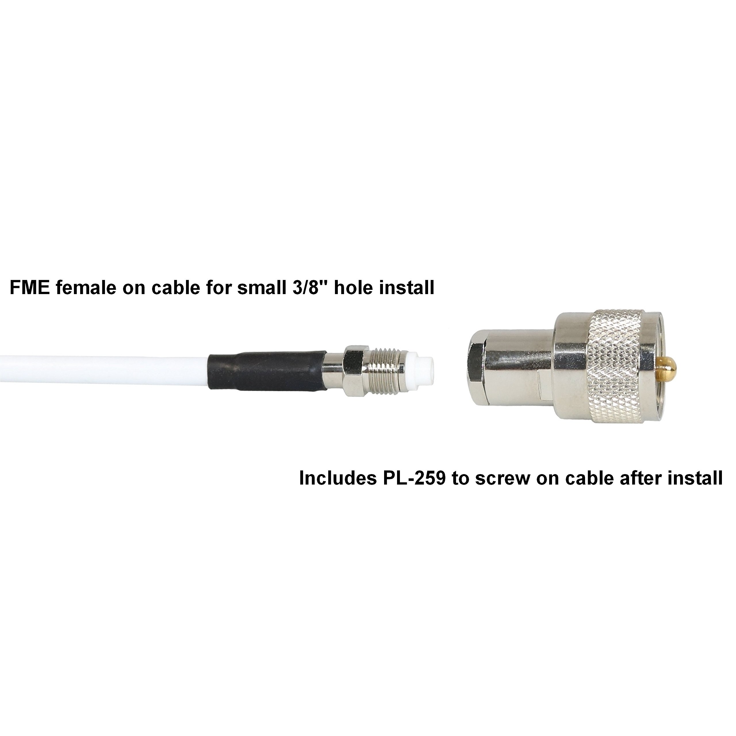TRAM(R) Gain Marine Antenna with Cable Built-in to Ratchet Mount 1616 5 ft VHF 3 Dbd, Silver