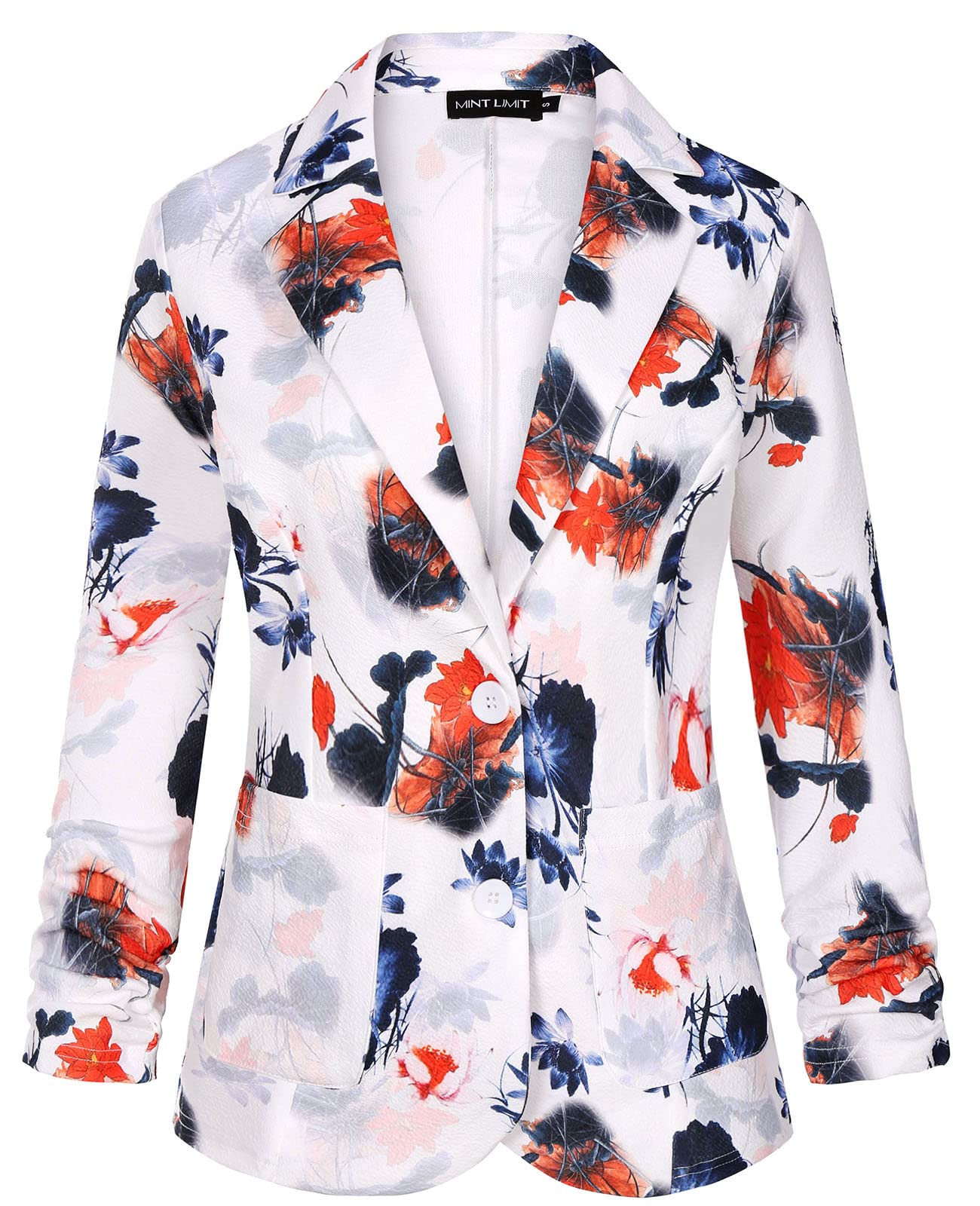 Unifizz Womens Casual Work Office Blazer Pockets Buttons Suit Jacket 3/4 Sleeve