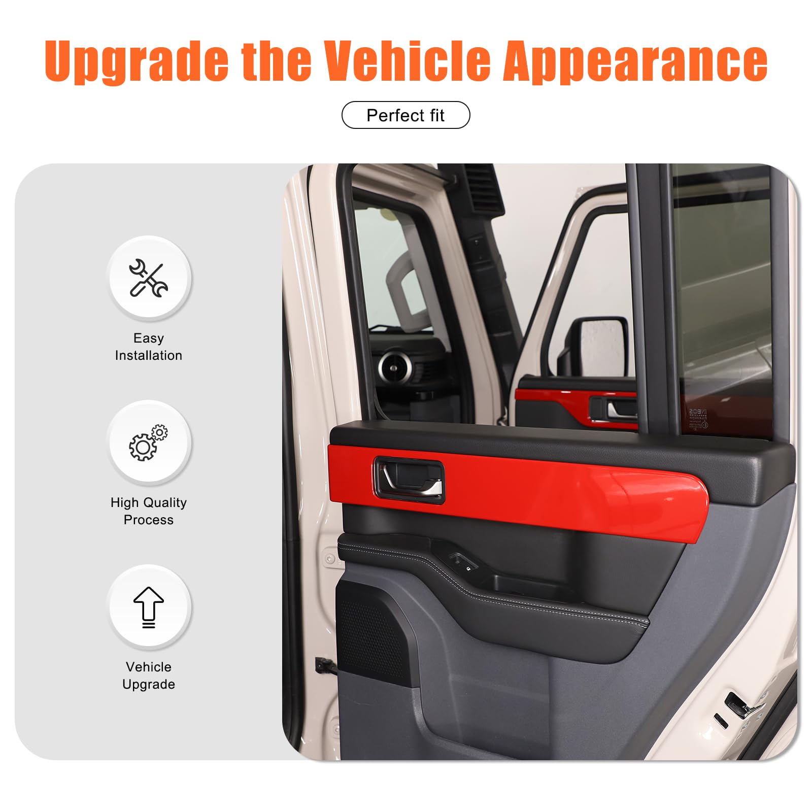 ABS Car Doors 4pcs Look Interior Door armrest Window Switch Panel Cover Sticker Compatible with Ineos Grenadier 2020-2024 — view 3