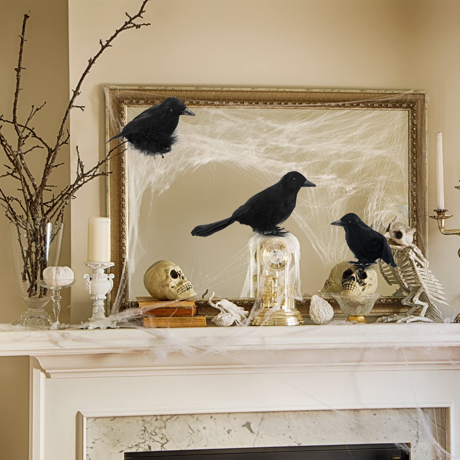 4 Pièces Corbeau d'halloween Décoration, Corbeau À Plumes Noires, Corbeaux d 'Halloween, Décoration Corbeau Noir, Corbeau Artificiel Réaliste, Corbeau Prop Décorations pour Horreur Déco d'halloween 4 Pièces Corbeau d'halloween Décoration, Corbeau À Plumes Noires, Corbeaux d 'Halloween, Décoration Corbeau Noir, Corbeau Artificiel Réaliste, Corbeau Prop Décorations pour Horreur Déco d'halloween