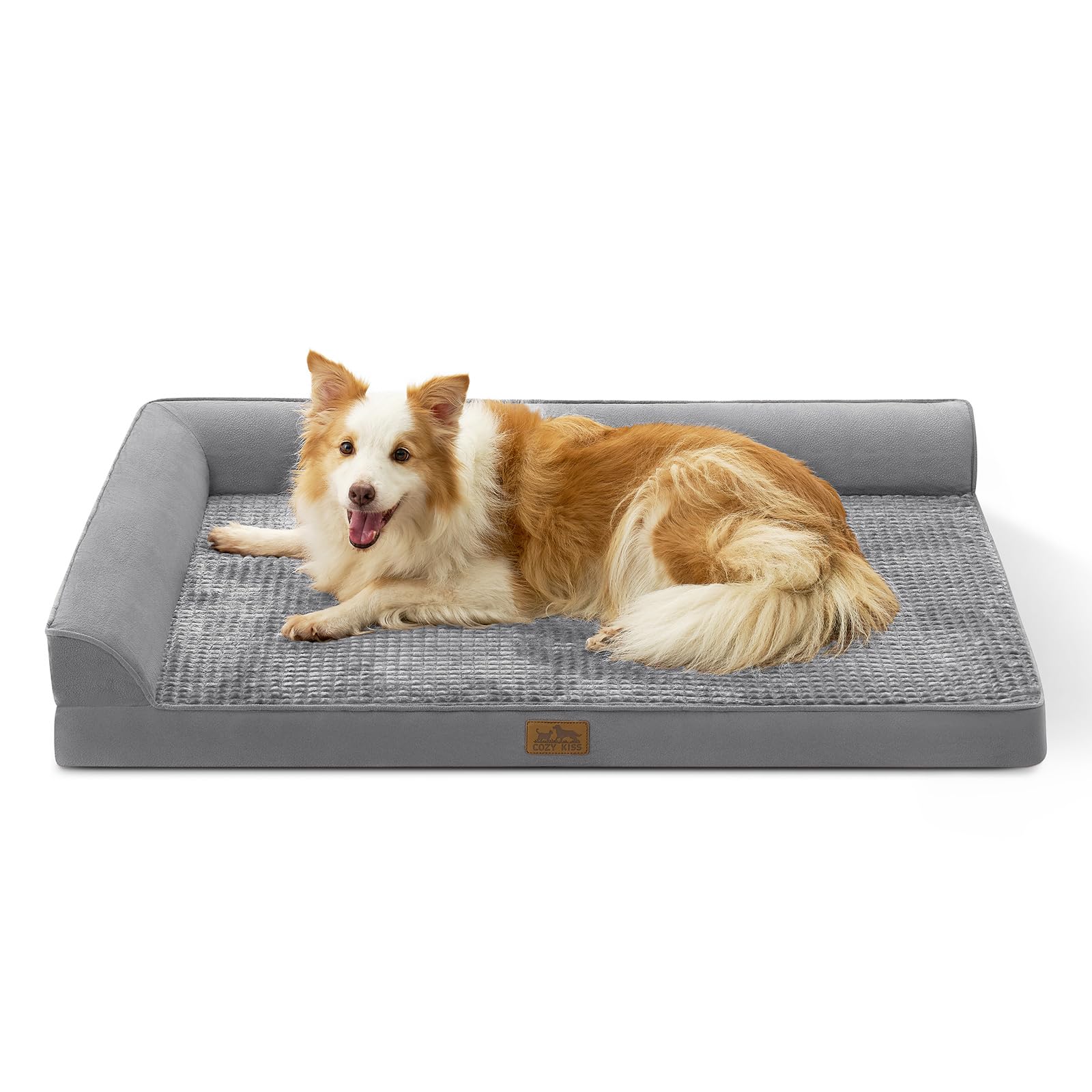 COZY KISS Orthopädisches Hundebett für große Hunde, XL-Hundesofa für große Hunde, große, stützende Schaumstoffpolsterung mit wasserdichtem Bezug und Rutschfester Unterseite, Grau