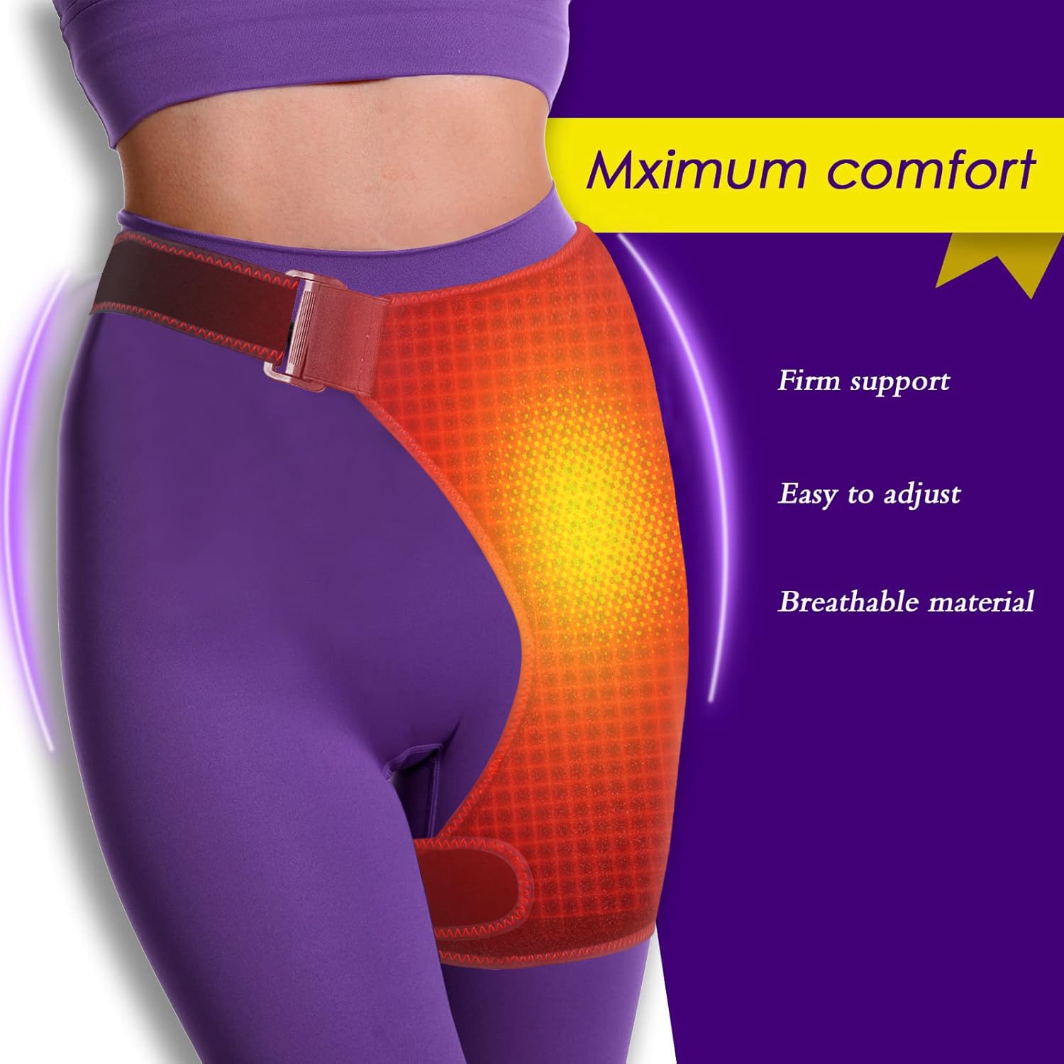 Almohadilla térmica de soporte de cadera, almohadilla térmica eléctrica para artritis/muslo/cadera, soporte de cadera eléctrico masculino y femenino, utilizado para dolor del nervio ciático