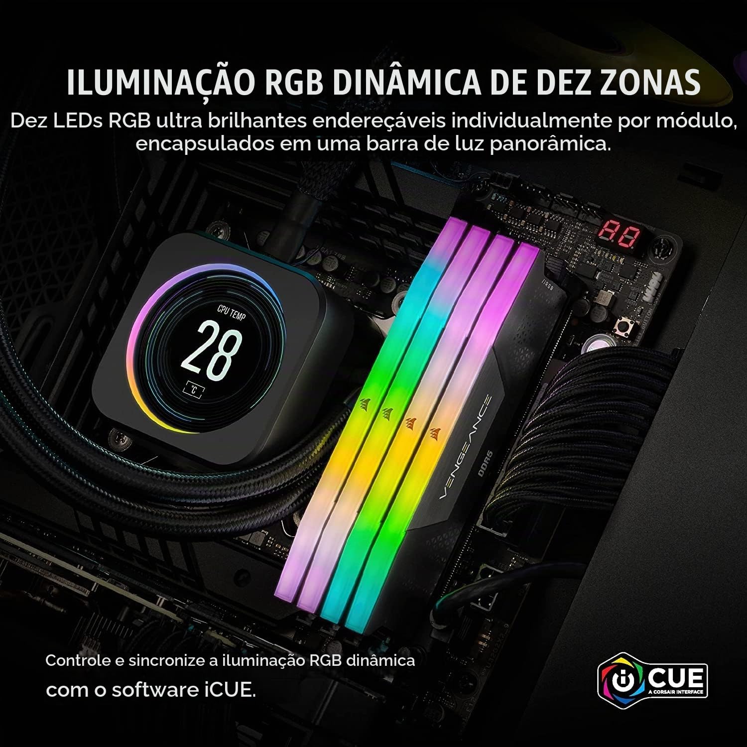 CORSAIR VENGEANCE RGB DDR5 RAM 32GB (2x16GB) 6400MHz CL36-48-48