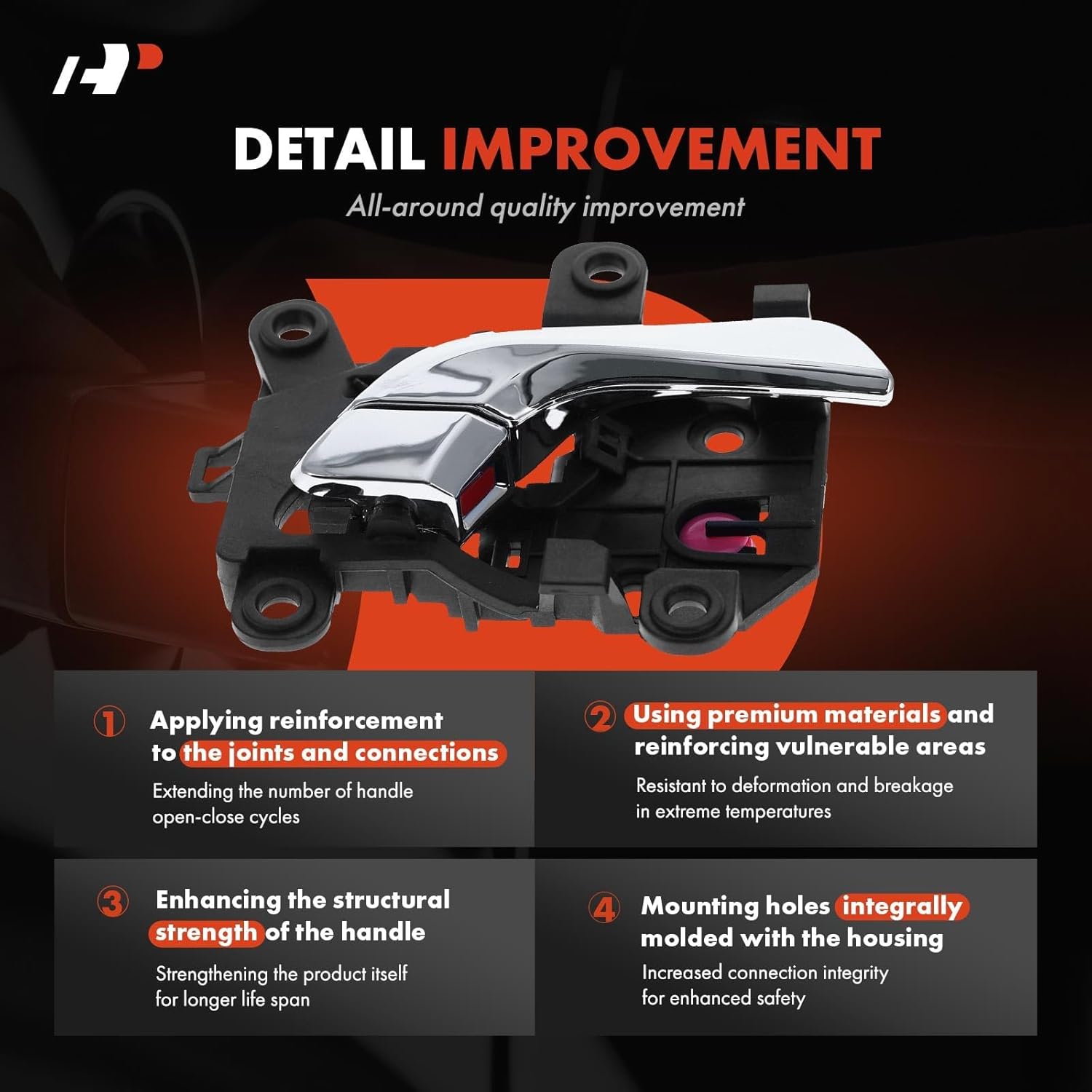 A-Premium Front Right Passenger Side Interior Door Handle Compatible with Hyundai Accent 2018 2019 2020 2021 2022, Chrome Lever