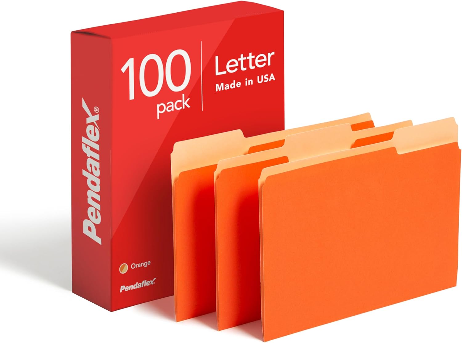 Pendaflex Two-Tone Color File Folders, Letter Size, Orange, 1/3 Cut, 100 per box (152 1/3 ORA)