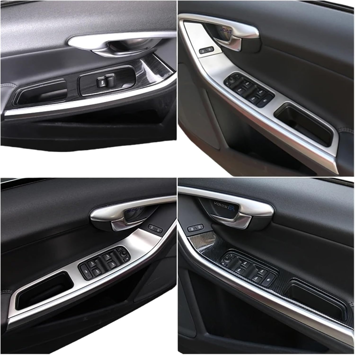 Stainless Steel Door Armrest Panel Decoration Cover Window Glass Lifting Buttons Sticker Trim Compatible With Volvo V60 S60 XC60 2010-2017(7pcs Carbon fiber)