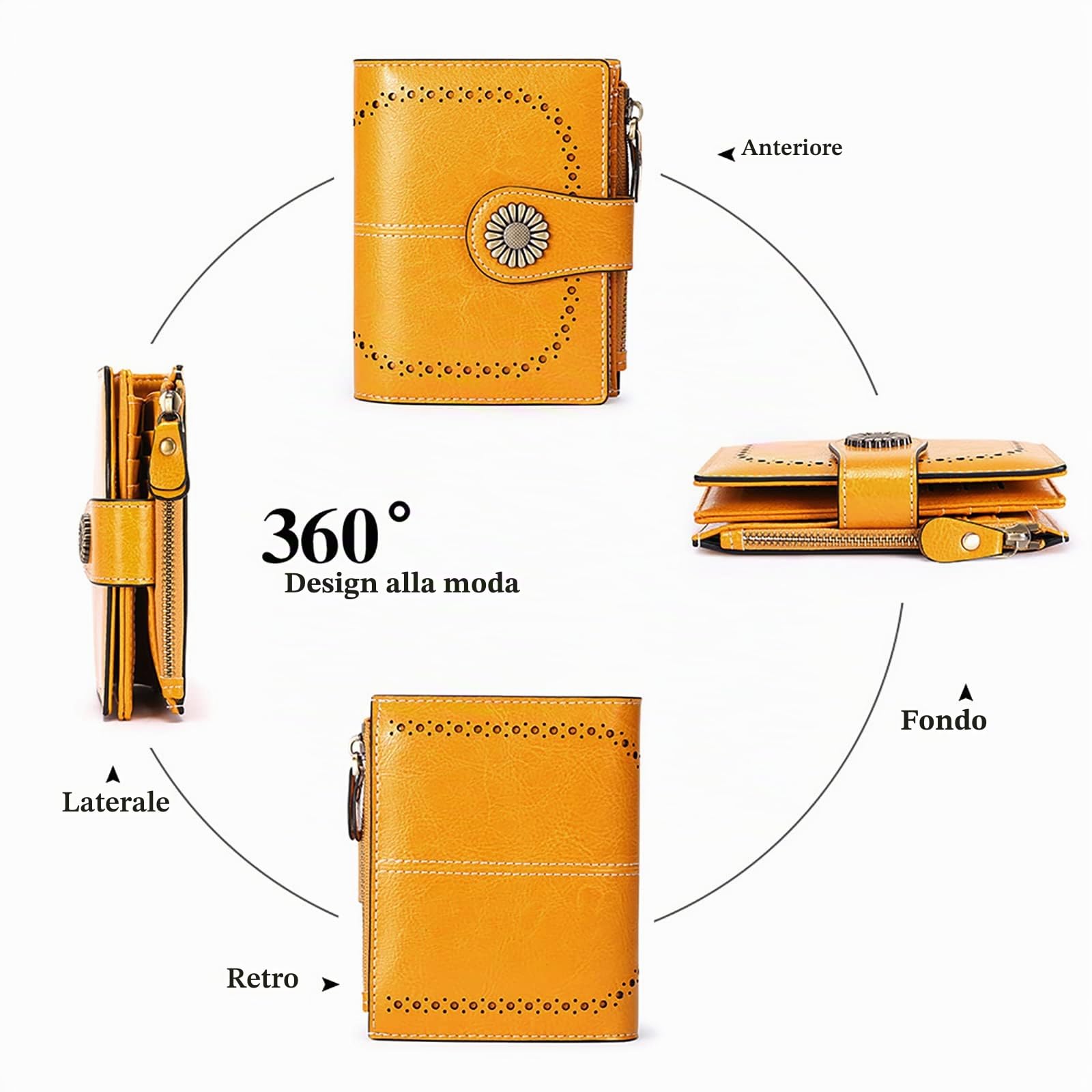 SENDEFN Portafoglio Donna in Pelle, Portamonete Donne Cuoio di Blocco RFID in Cuoio con 16 scomparti per carte di credito con 2 Finestra di Identificazione e 1 Tasca con Cerniera