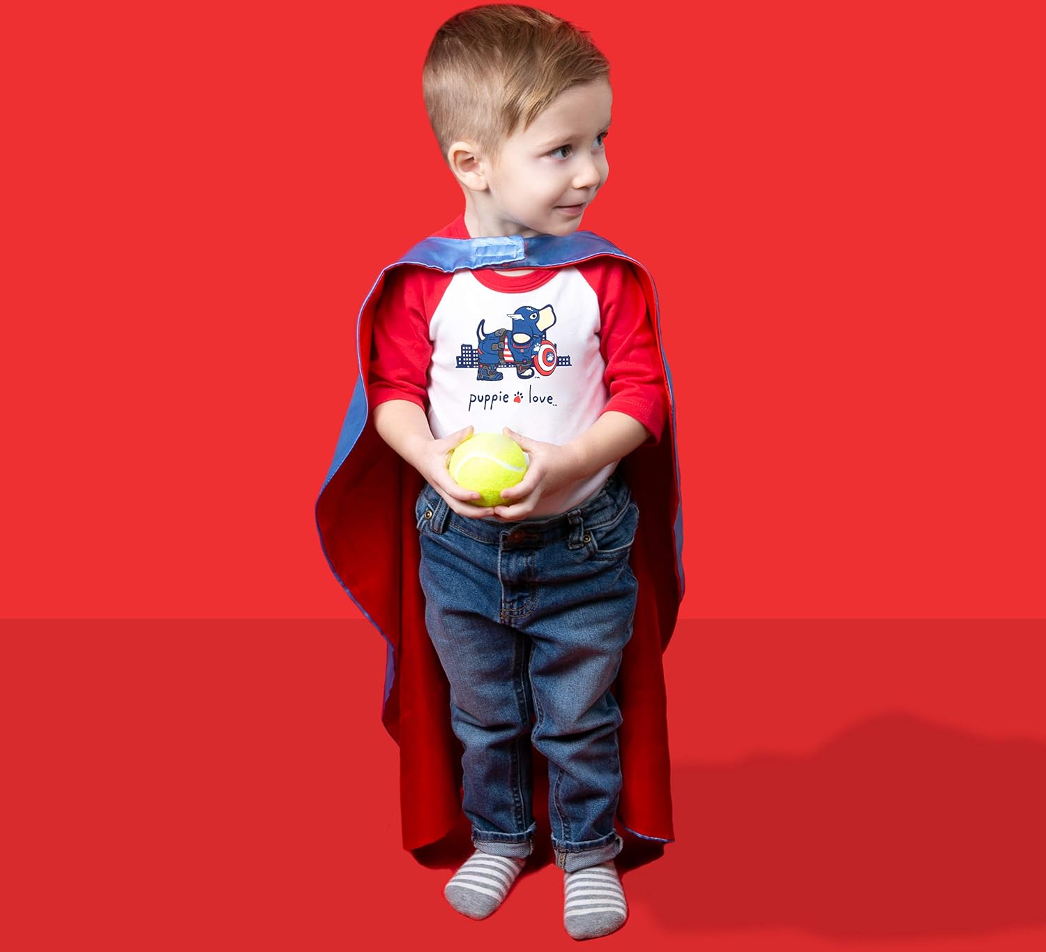 Superhero - 6-12 Months 3/4 Length Red Sleeve Onesie -