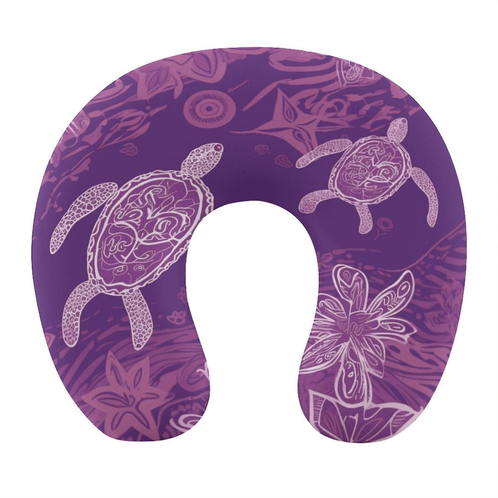 Btcowzrv Style Hawaii With Purple Sea Turtle U Shaped Neck Pillow Travel Pillows