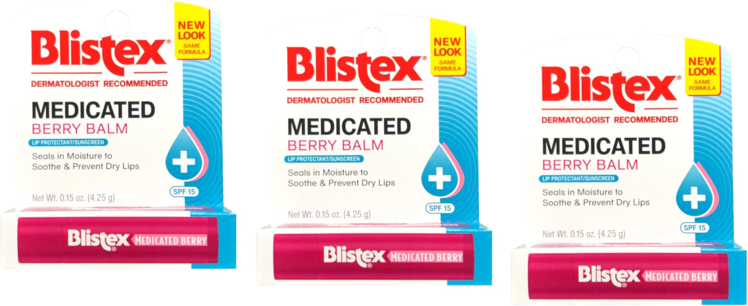 Medicated Berry Lip Balm, 3 pack