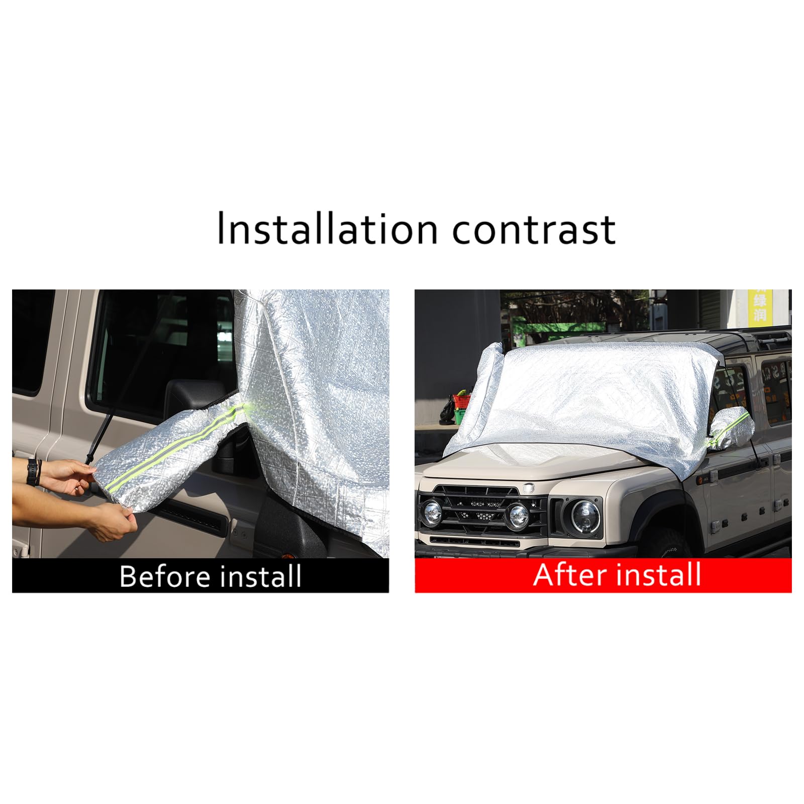 PIUGILH Protezione antigelo per parabrezza auto INEOS Grenadier 2020-2024, protezione solare invernale 219 x 135 cm