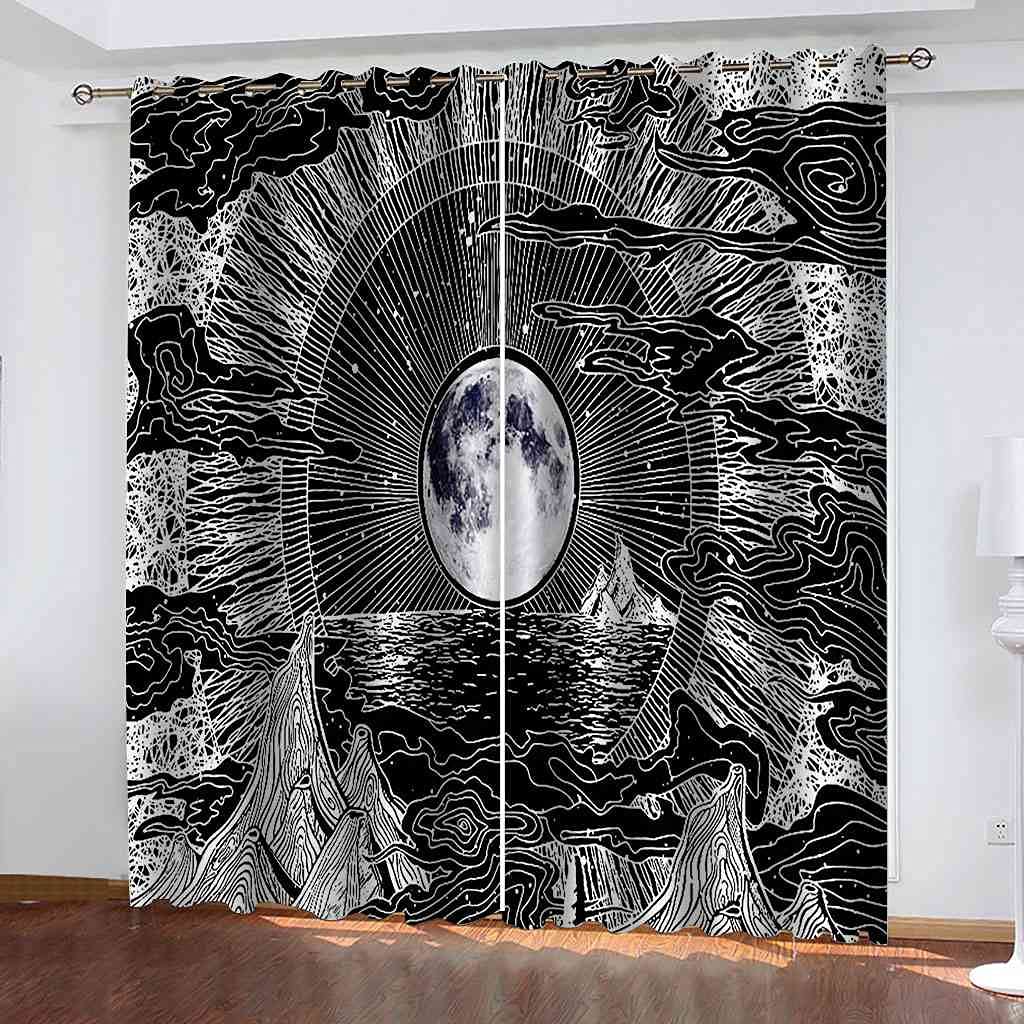 Rideaux occultants enfant 3D paysage marin abstrait en polyester isolant phonique pour chambre