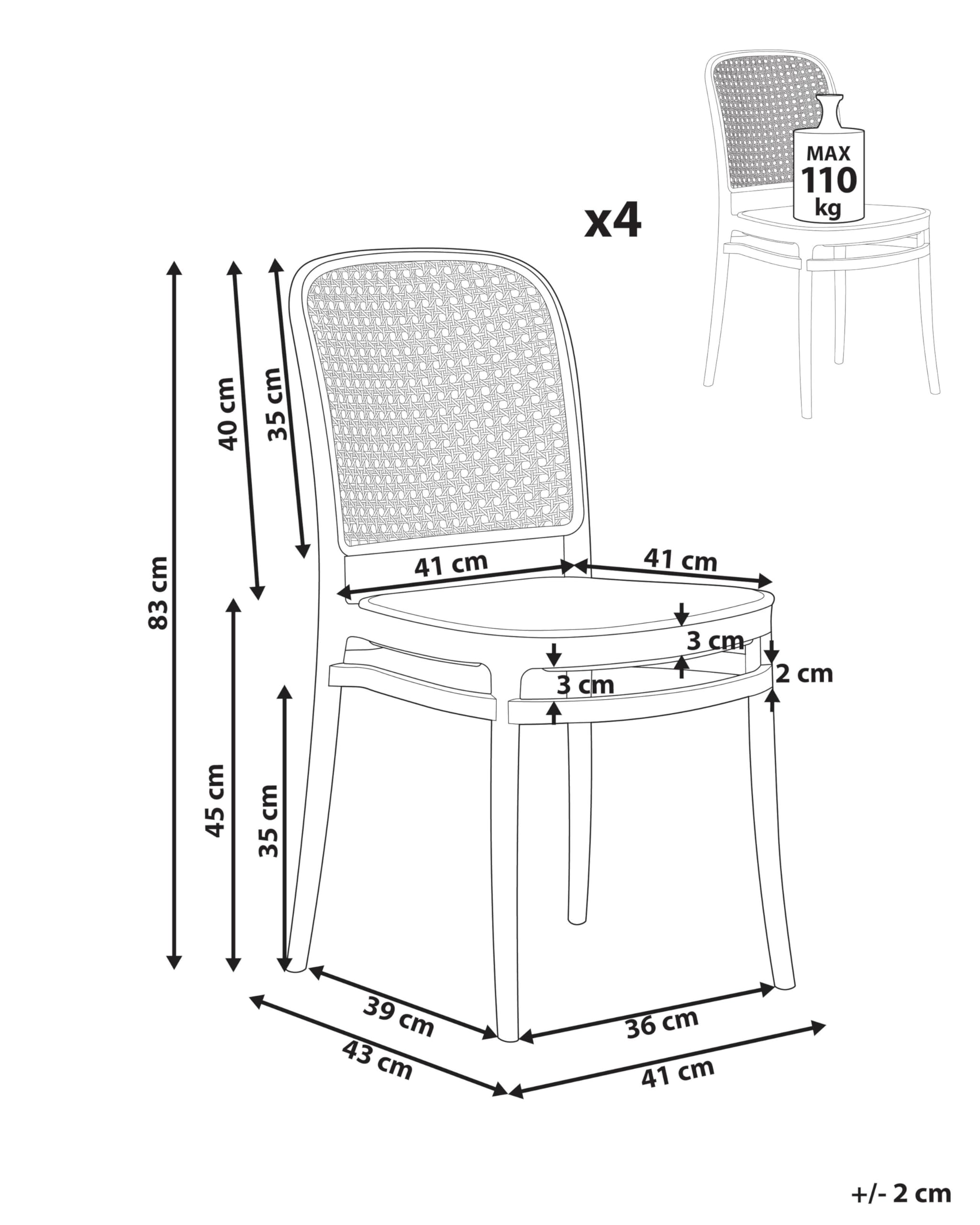 Zestaw 4 krzeseł do jadalni i ogrodu sztaplowanych nowoczesny design beżowy z czarnym Plose