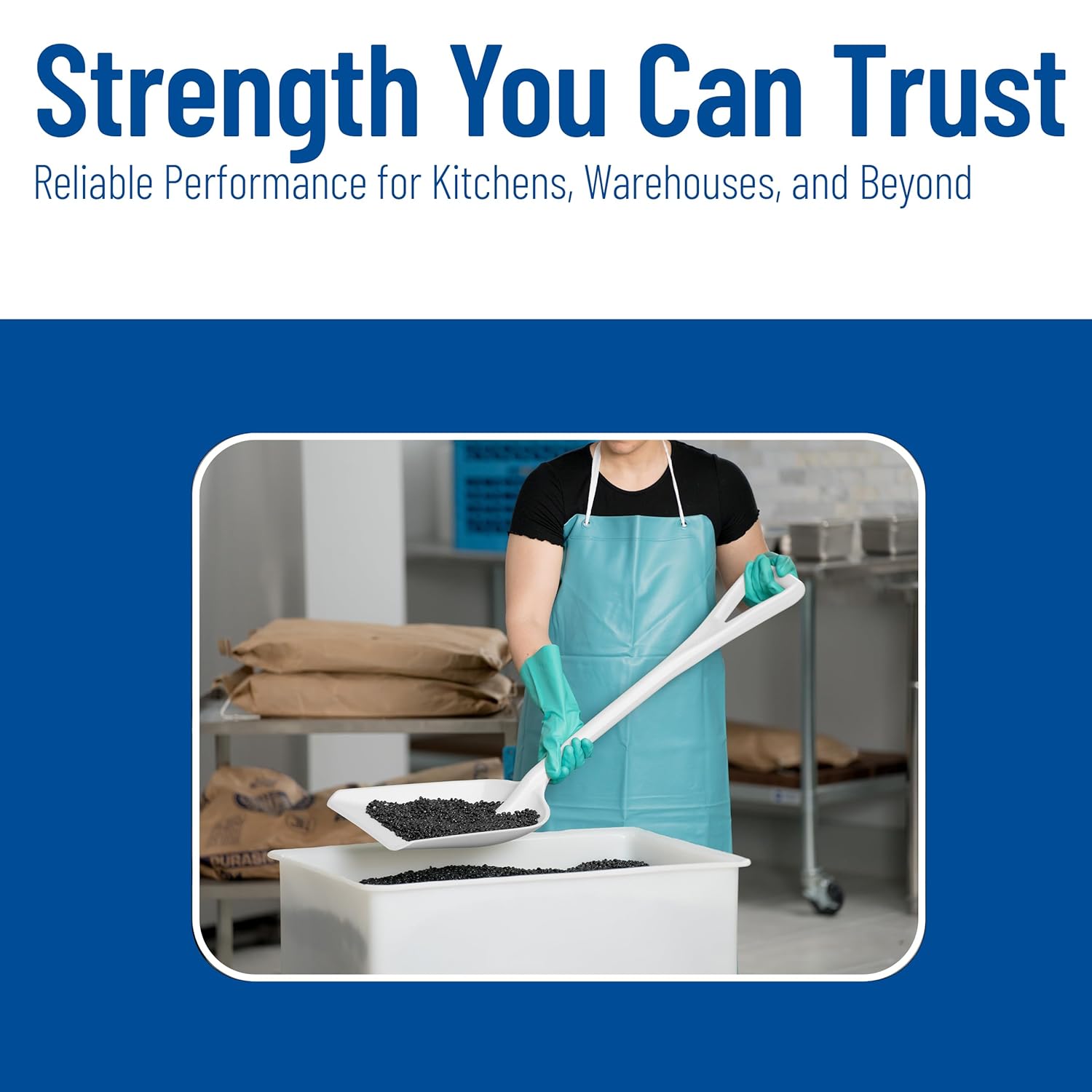 SPARTA Polypropylene Sanitary Shovel, One-Piece Food Handling Scoop, Commercial Kitchen and Bulk Ingredient Transfer Tool, 13.75" x 16.5" Scoop, White