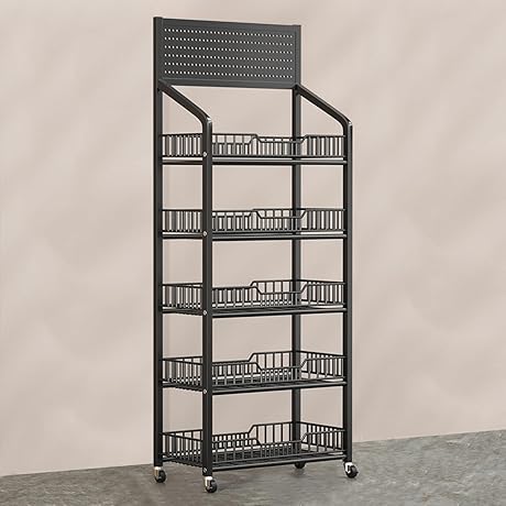 4 or 5 Tier Commercial Supermarket Shelving Unit with Wheels