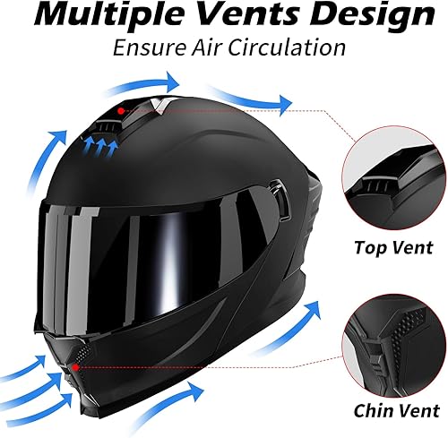 Miniatura 3 de Casco de motocicleta, Casco de motocicleta de doble visera modular con visor abatible de cara completa JR-815, Casco de moto con 2 viseras aprobado