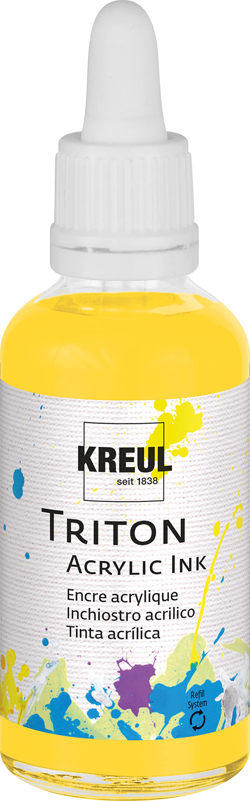 KREUL 17419 Inchiostro Acrilico Triton – Blu Oltremare, 50 Ml Con Pipetta, Per Tela E Carta, Alta Densità Di Pigmenti