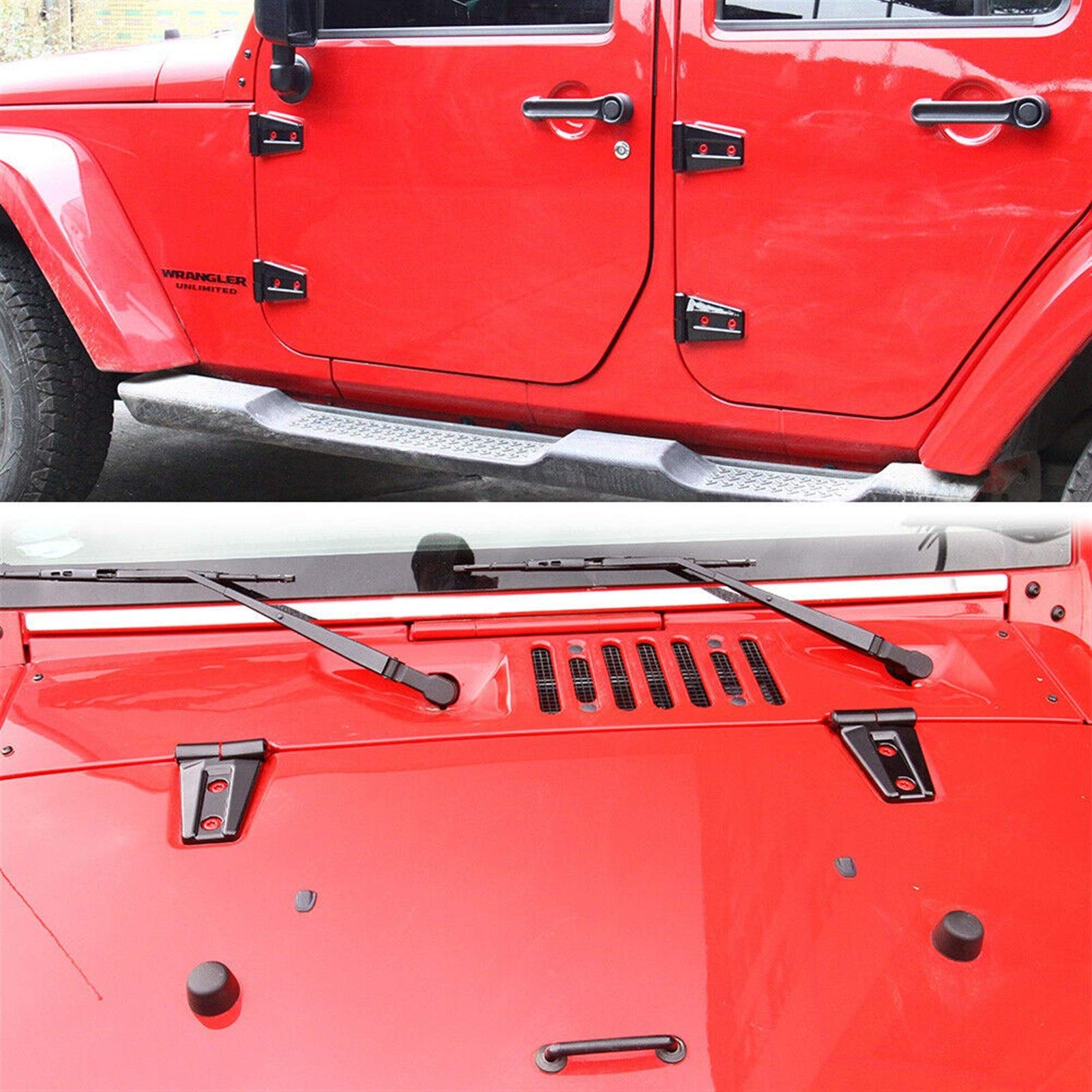 10 sztuk wielofunkcyjna osłona zawiasów maski i drzwi, do Jeep, Wrangler JK JKU 2007-2017 Nieograniczone akcesoria Większość urządzeń samochodowych Zestaw do konwersji zawiasów drzwiowych