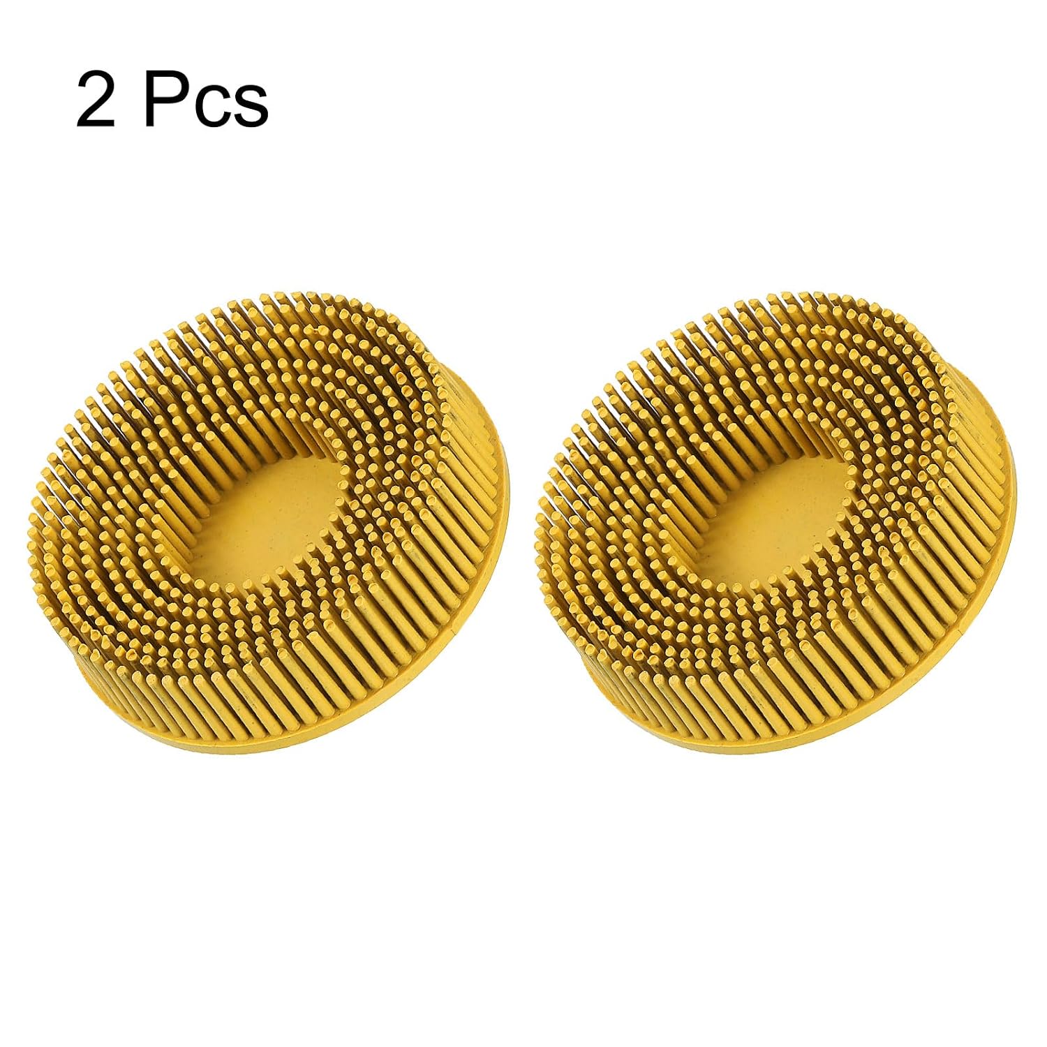 HARFINGTON 2pcs Bristle Disc 3" 80 Grit R-Type Abrasive Brush Coarse Bristle Disc Deburring Electric Disc Brush Attachment Abrasive Coating Removal Disc for Metal, Yellow