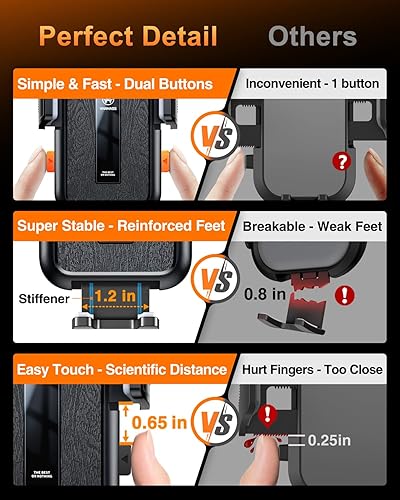 Miniatura 53 de VANMASS Soporte universal para teléfono de automóvil, patente y certés de seguridad: soporte mejorado para tablero de manos libres, soporte
