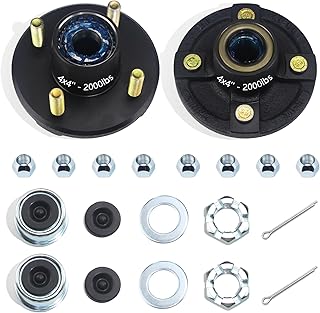 2 Sets Trailer Hub Kits 4 on 4'' for 2000 lbs 1'' BT8 Straight Axle Spindle, Prelubricated L44643 Bearings 4x4'' Trailer Replacement Idler Hub 4 Lug Bolt Trailer Wheel Hub Kit
