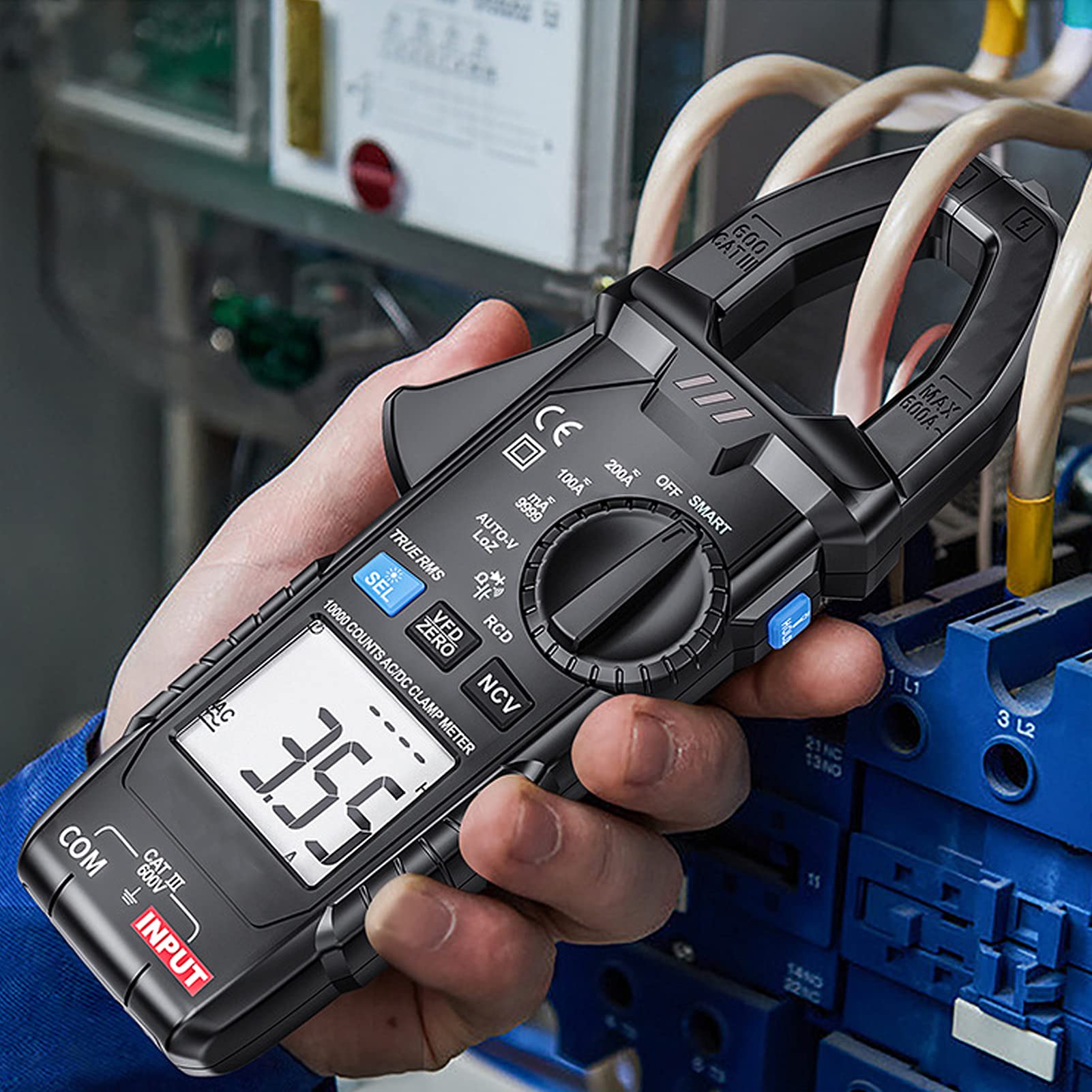 EMUKOEP Digitales Zangenmessgerät 200 A, 600 V Spannungsprüfer