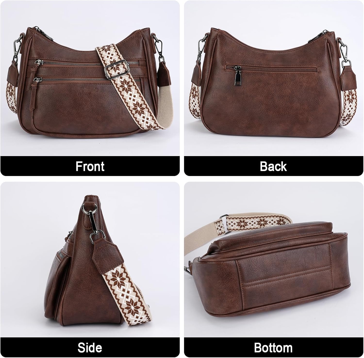 Crossbody Purses for Women Trendy Leather Crossbody Bag,Multi Pocket Shoulder Handbag Lightweight Travel Purse - Image 5