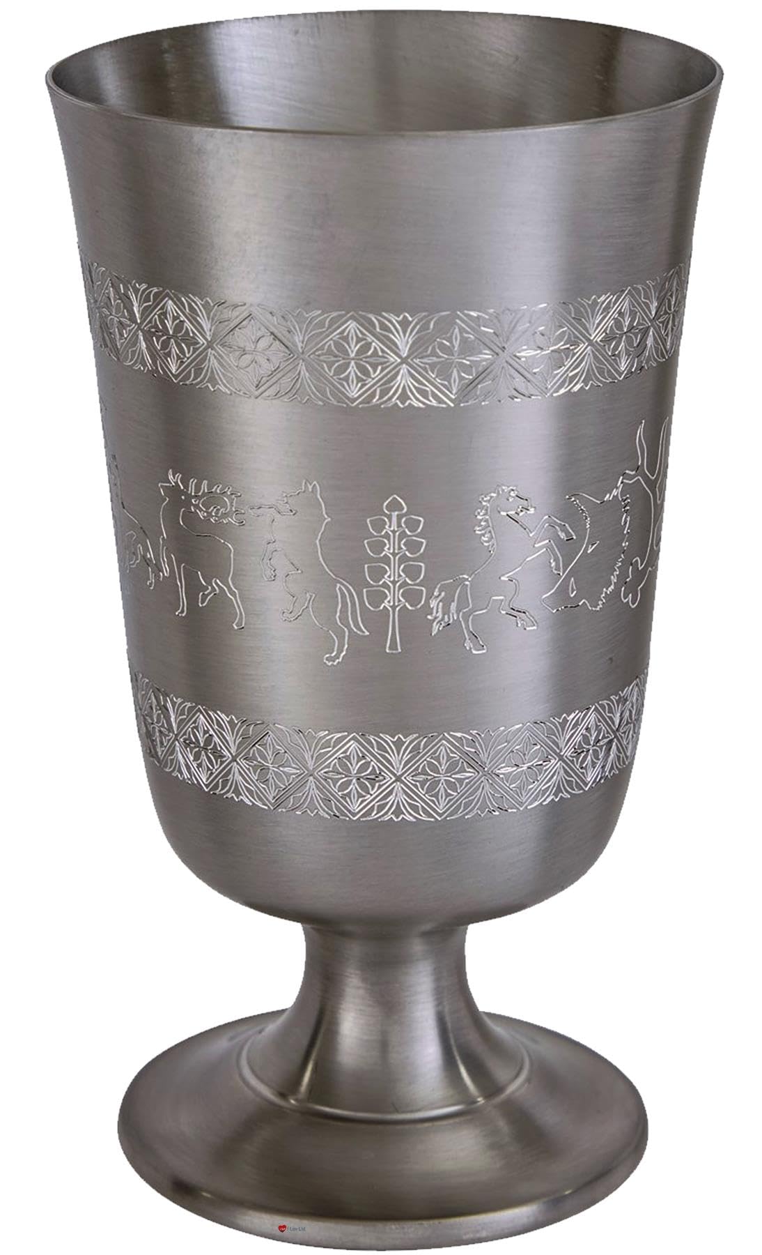 I LUV LTD Peltro Medievale Scena di Caccia a Piedi Calice Tazza 6.5 Pollici Calice Antico Fine Perfetto per L'incisione
