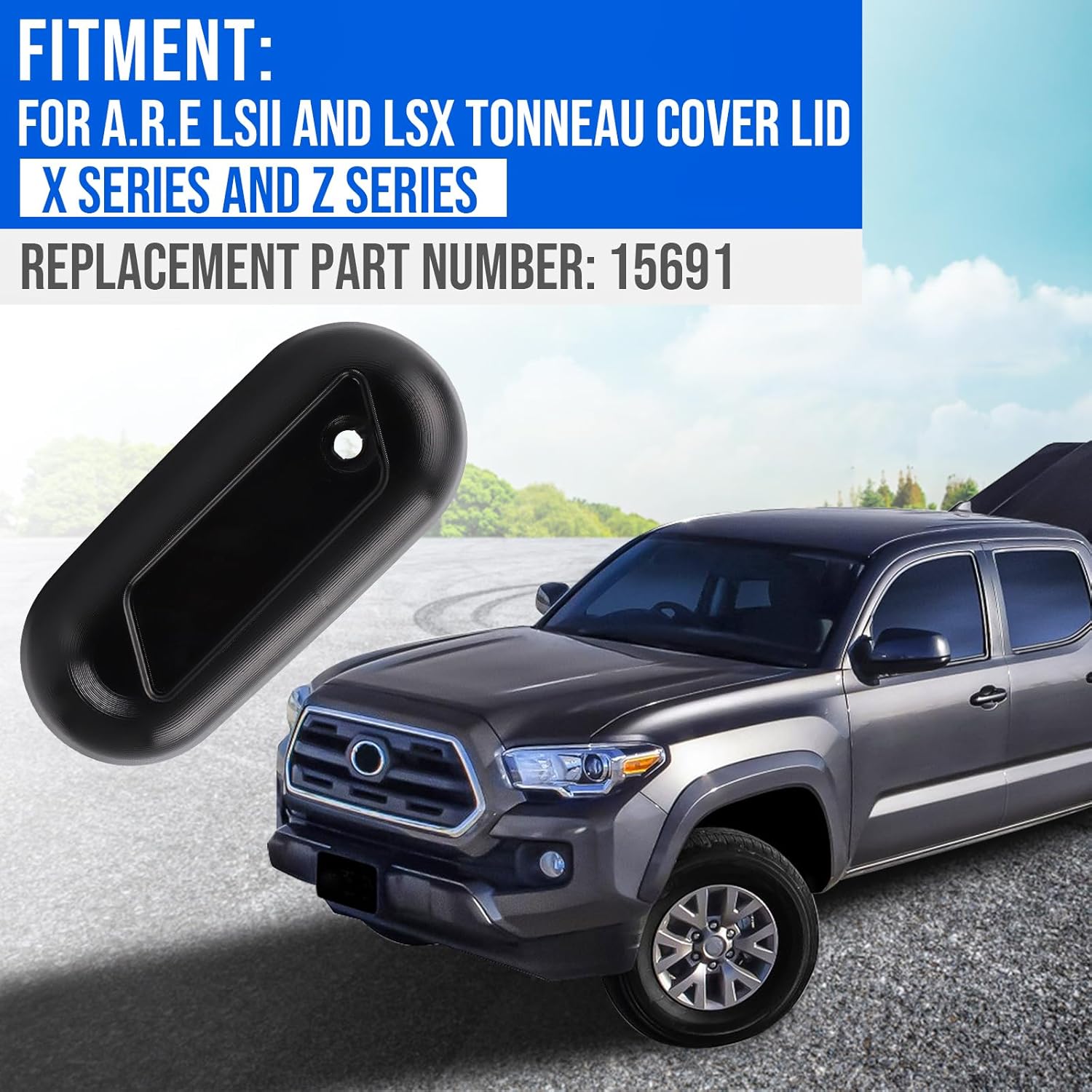 AUTOVIC Replacement Palm Handle for LSII and LSX Tonneau Lid X-Series and Z-Series Camper Shell Bed Cover Replaces for 15691, Upgrade Aluminum Truck Tonneau Cover and Truck Cap Handle with Screw